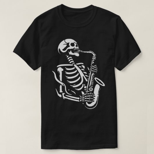 T-shirt squelette joue saxophone 3 (Design devant)