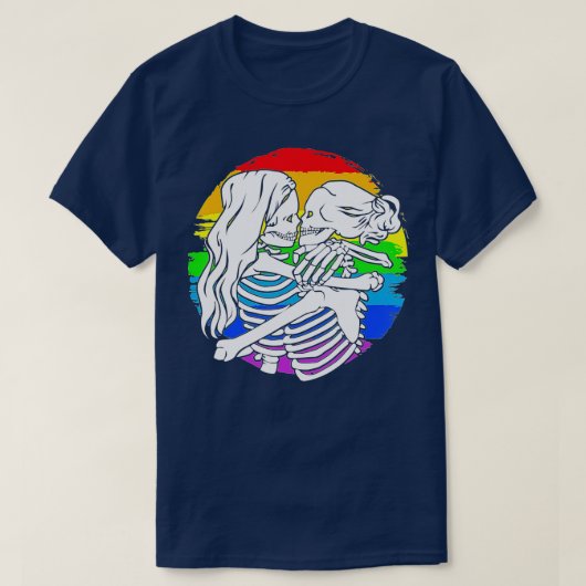 T-shirt Squelette lesbienne couple - Fierté lesbienne pour (Design devant)