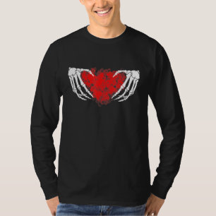 T-shirt Squelette Main Cœur Signe d'Amour Costume Os Hallo