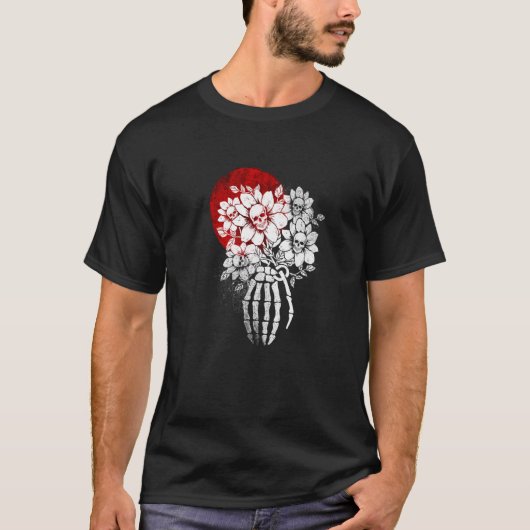 T-shirt Squelette Main Rouge Rose gothique gothique goth A (Devant)