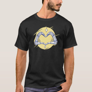 T-shirt Squelette Mains Signe de Coeur Rétro Costume d'Hal