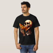 T-shirt Squelette mangeant de la pizza (Devant entier)