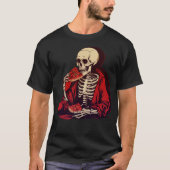 T-shirt Squelette mangeant une tranche de pizza épicée Hal (Devant)