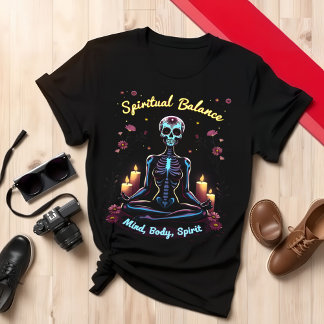 T-shirt Squelette méditatif Esprit du corps mental