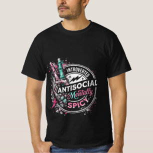 T-shirt Squelette Mentalement Épicé Antisocial Introverti