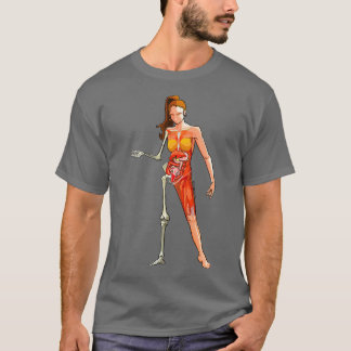 T-shirt squelette muscle organe anatomie femme