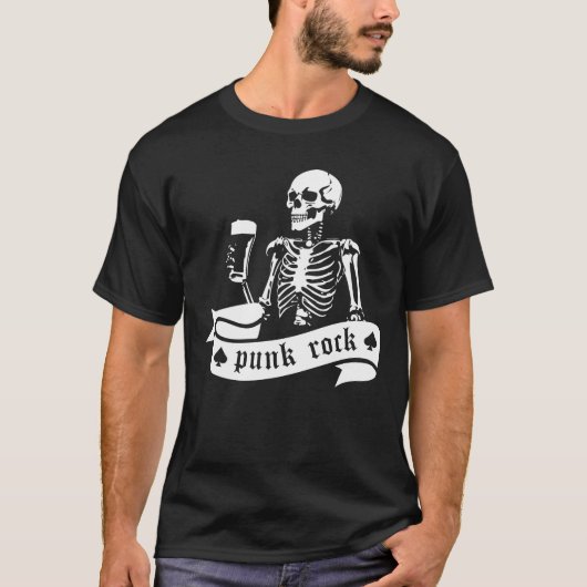 T-shirt squelette punk rock (Devant)