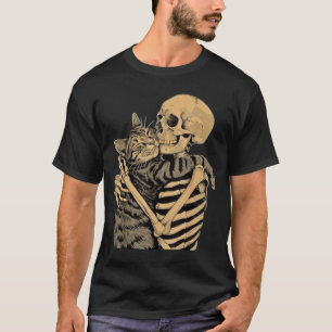 T-shirt Squelette qui étreint un chat – Cadeau mignon pour