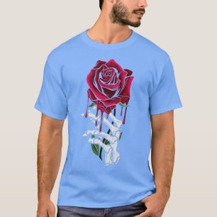T-shirt Squelette Saignant Mains Rouge Rose Grunge Style