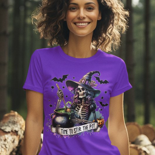 T-shirt Squelette sorcière Stirring l'Halloween du Cauldro