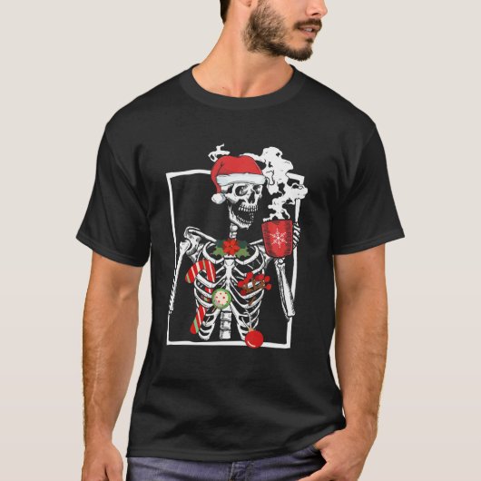 T-shirt Squelette souriant Crâne Boire Café Latte Chris (Devant)