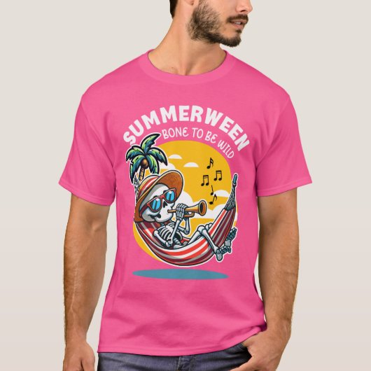 T-shirt Squelette Summerween Bone to Be Wild à manches lon (Devant)