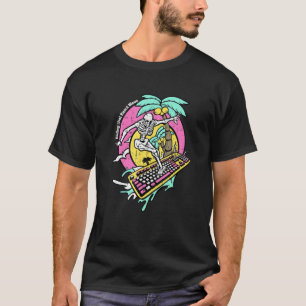 T-shirt Squelette Surf Clavier Crâne Hawaïen
