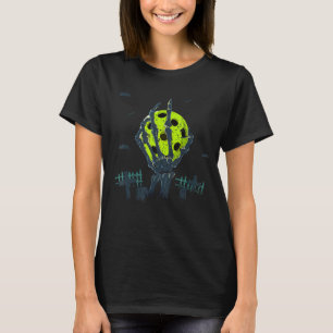 T-shirt Squelette tenant main Pickleball Orange Halloween