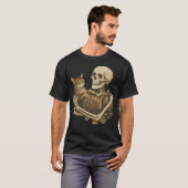 T-shirt Squelette tenant un chat (Devant entier)