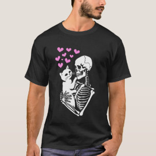 T-shirt Squelette tenant un chat amateur de chaton mignon