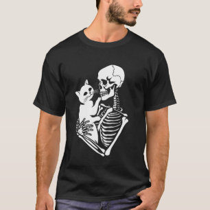 T-shirt Squelette tenant un chat amateur de chaton mignon
