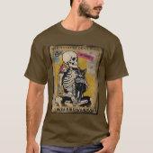 T-shirt Squelette tenant un chat style affiche (Devant)