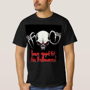 T-shirt Squelette Terrifiant avec yeux rouges Halloween Ho