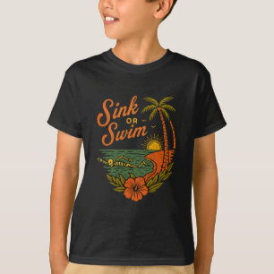 T-shirt Squelette tropical couler ou nager Drôle de plage