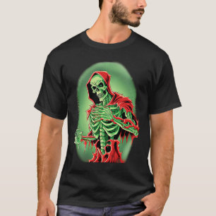 T-shirt Squelette vert effrayant Mort-vivant Mort Occulti