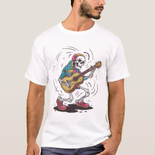 T-shirt Squelette vintage Jouer de la guitare