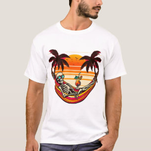 T-shirt Squelette vivant ma meilleure vie - Coucher de sol