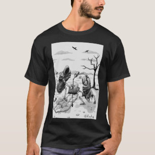 T-shirt squelettes dans le désert.