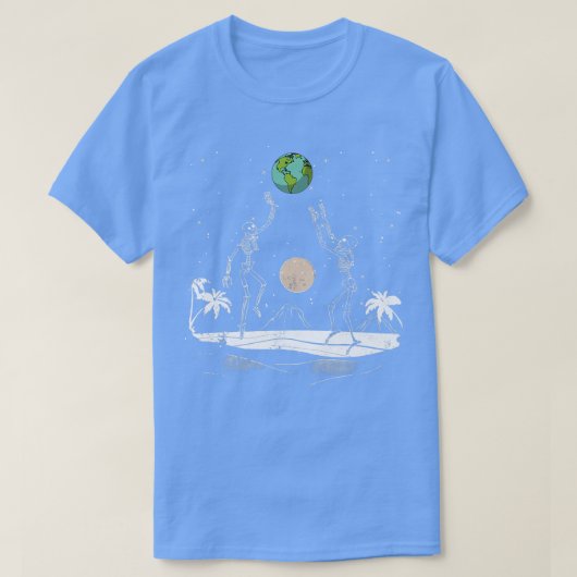 T-shirt Squelettes de plage d'été Volleyball Terre Espace  (Design devant)