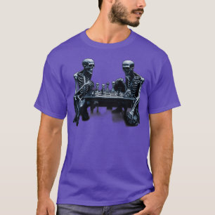 T-shirt squelettes jouant aux échecs