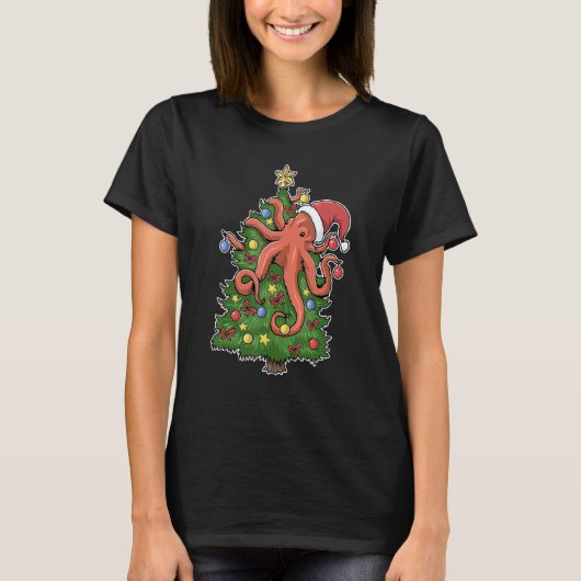 T-shirt Squid santa ornaments Graphic Octopus christmas tr (Devant)
