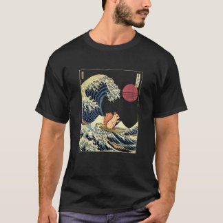 T-shirt Squirrel Japanese Kanagawa Wave Funny Surf Animal 
