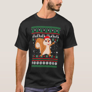 T-shirt Squirrel Santa Hat UGLY Noël Pajama Holiday