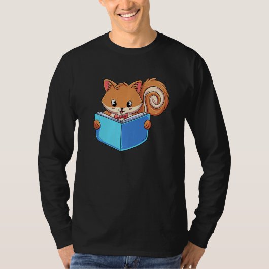 T-shirt Squirrle Reading Book Reader (Devant)