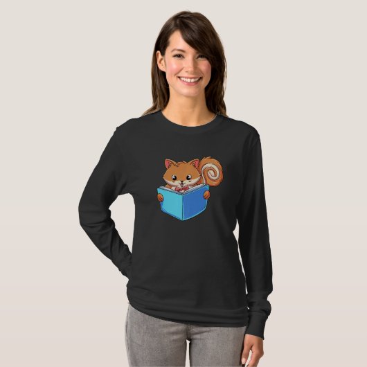 T-shirt Squirrle Reading Book Reader (Devant entier)