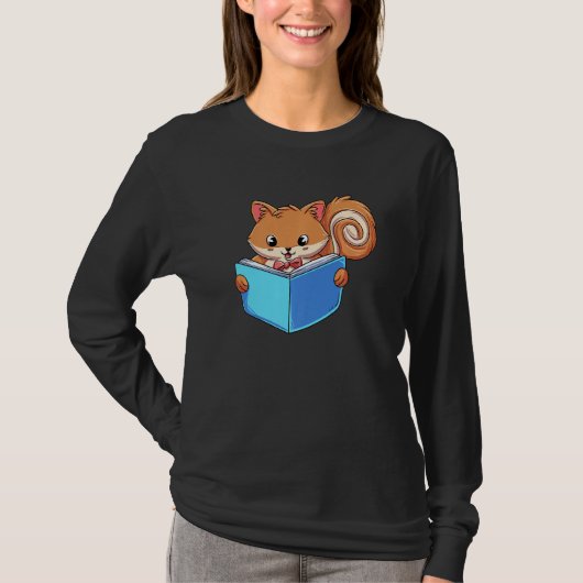 T-shirt Squirrle Reading Book Reader (Devant)