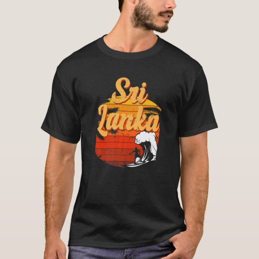 T-shirt Sri Lanka Surfer Retro Sunset Ocean Vacances Sri L (Devant)