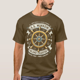 T-shirt SS Minnow Island Charter Style Vintage moderne TSh