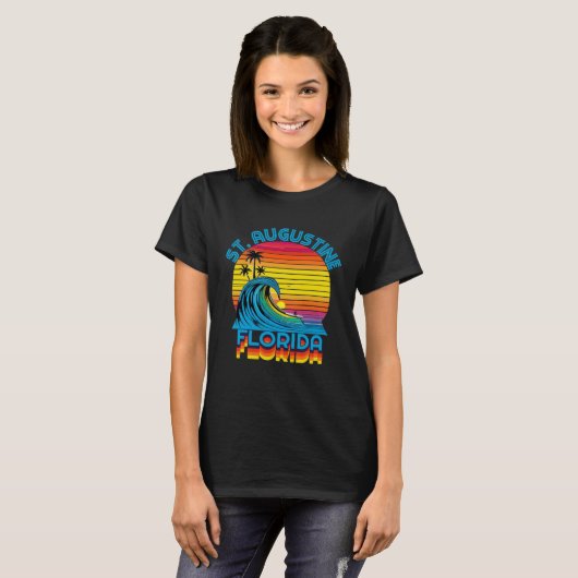 T-shirt St Augustine Florida Retro Throwback Surf & Beach (Devant entier)