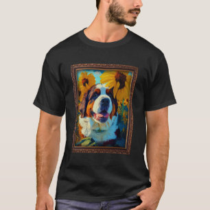 T-shirt St Bernard Peinture Fleur de tournesol Maman Femme