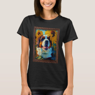 T-shirt St Bernard Peinture Fleur de tournesol Maman Femme