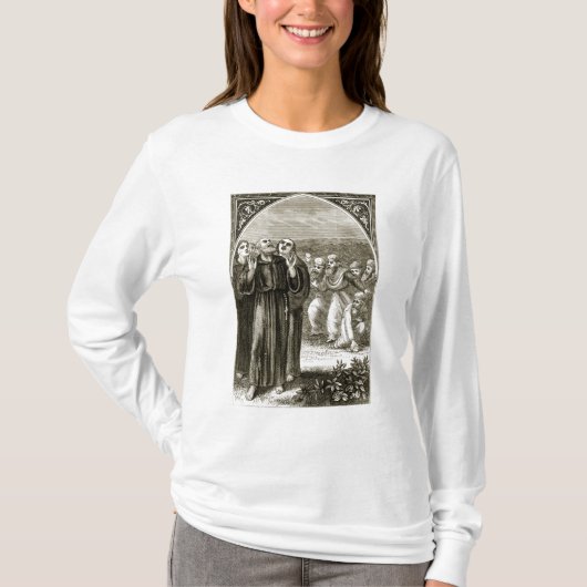 T-shirt St Columba chantant, et attaqué par les druides, (Devant)