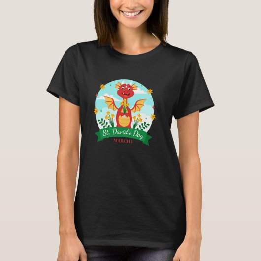 T-shirt St Davids Day Wales Dydd Gwyl Dewi Cute Dragon Kid (Devant)