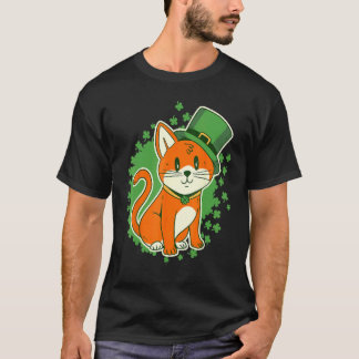 T-shirt St Fête de la Saint-Patrick Chat Animal avec Chape