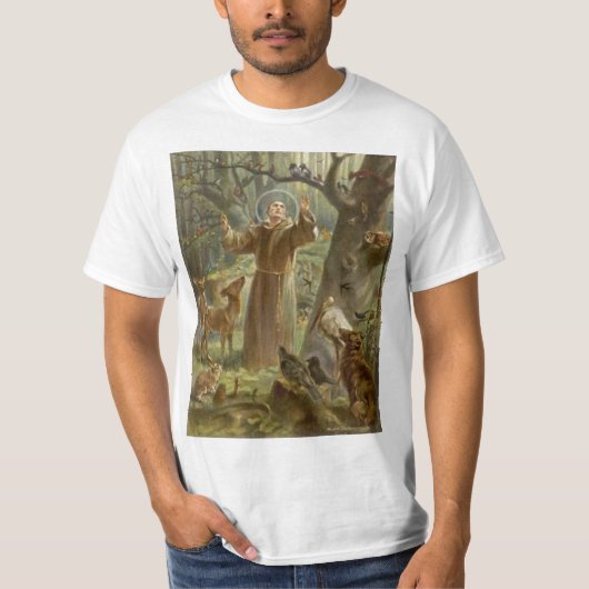 T-shirt St Francis d'Assisi a entouré par des animaux (Devant)