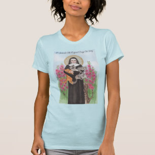 T-shirt St Gertrude Chat Lady Aquarelle Folk Art bleu