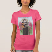 T-shirt St Gertrude Chat Lady Aquarelle Folk Art rose (Devant)