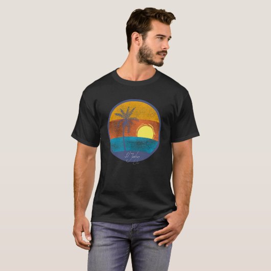 T-shirt St. John USVI Distressed Retro Sunset (Devant entier)