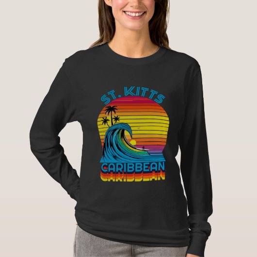 T-shirt St Kitts Caribbean Retro Throwback Surf & Beach So (Devant)