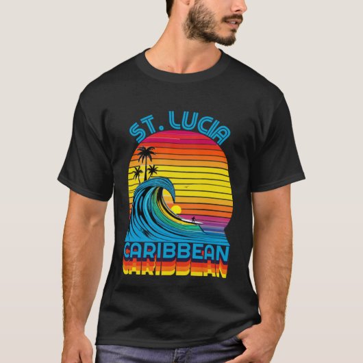 T-shirt St Lucia Caribbean Retro Throwback Surf & Beach So (Devant)